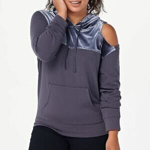 All Worthy Hunter McGrady mixed media velour shoulder cut out hoodie Size 2X